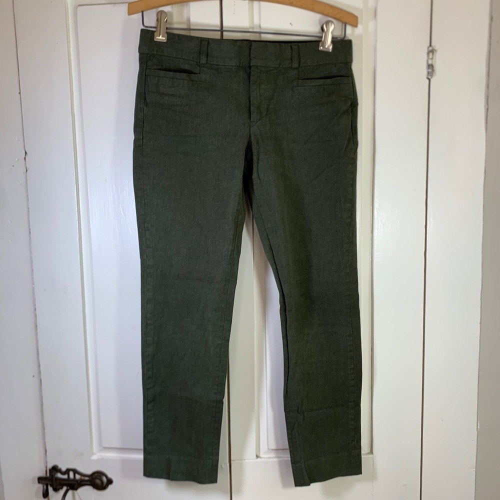 Banana Republic Sloan Brushed Pants Womens 0 Olive Green Slim Fit 874311-00